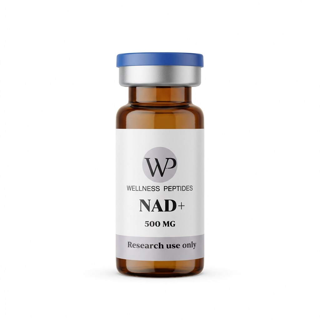 Pharmaceutical-grade vial with crimp seal, printed label, and batch documentation