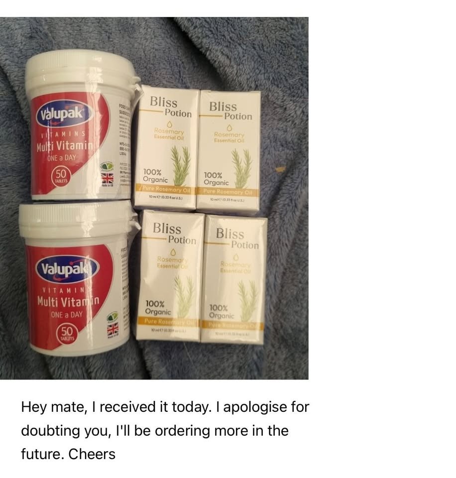 Customer message apologising for doubting, then ordering more